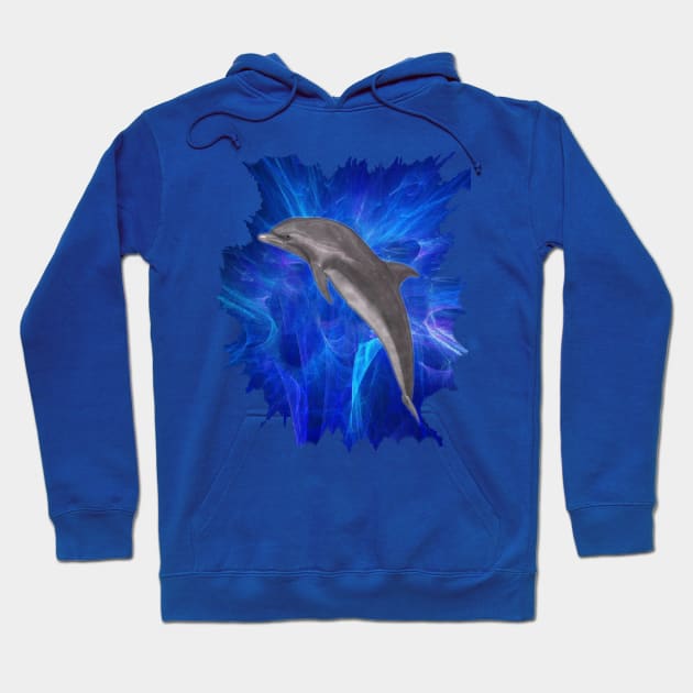 Dolphin blue splash Hoodie by dodgerfl